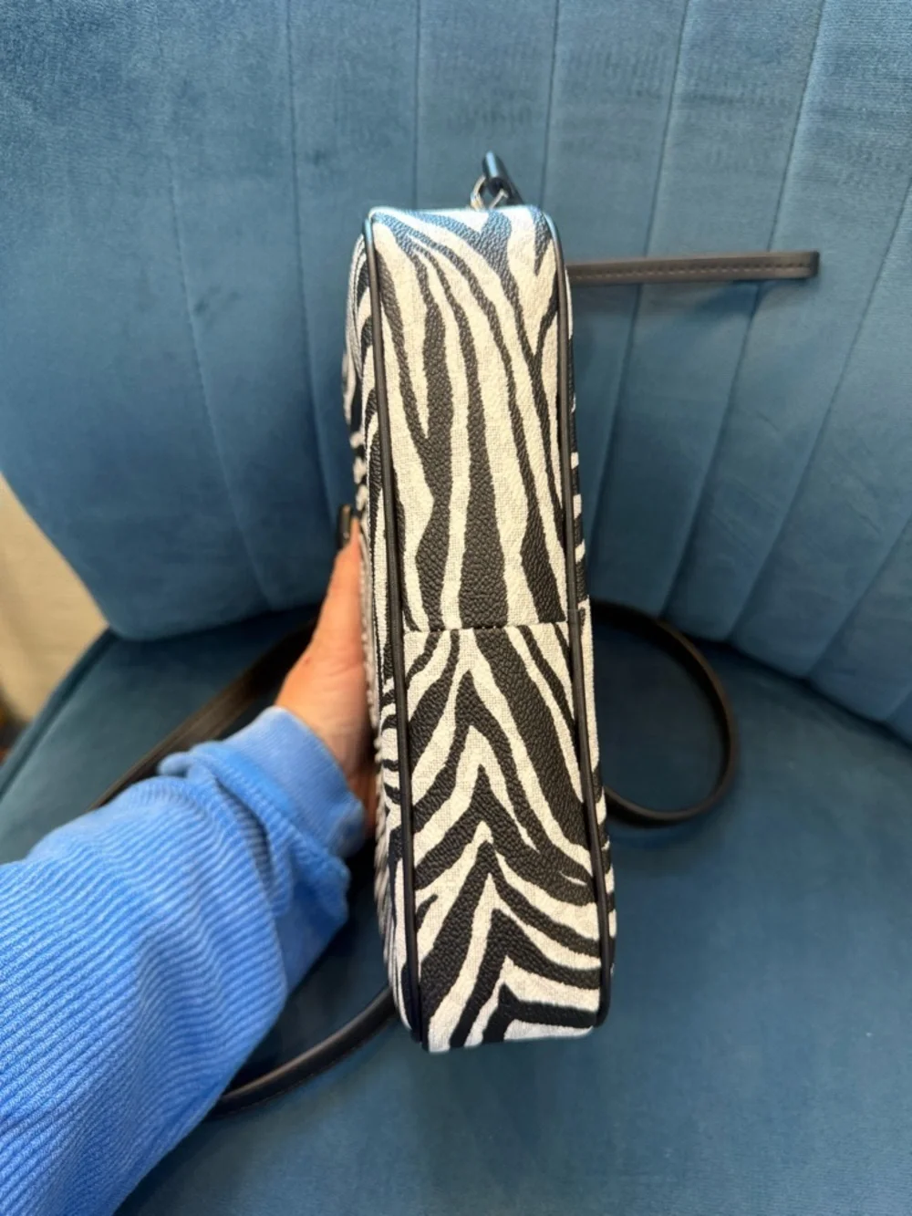 Michael Kors Jet Set Camera Crossbody Zebra Print Black Leather Trim NWOT